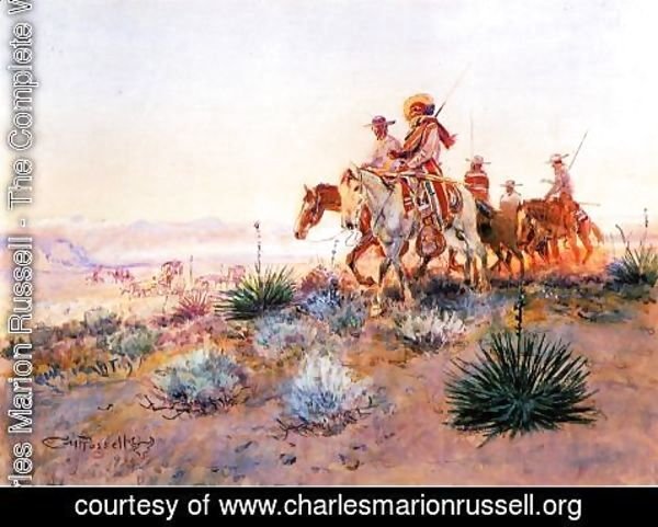 Charles Marion Russell - Mexican Buffalo Hunters
