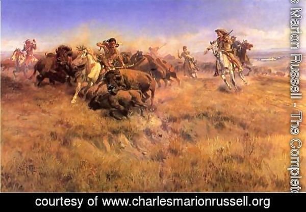 Charles Marion Russell - Running Buffalo