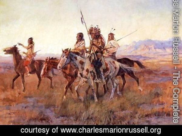 Charles Marion Russell - Four Mounted Indians