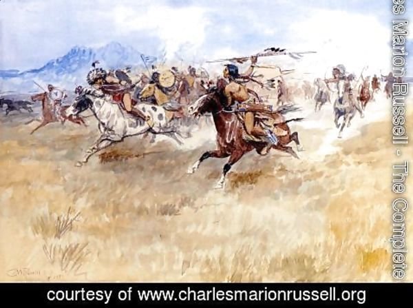 Charles Marion Russell - The Battle Between the Blackfeet and the Piegans