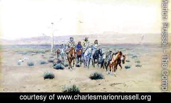 Charles Marion Russell - Trappers Crossing the Prarie