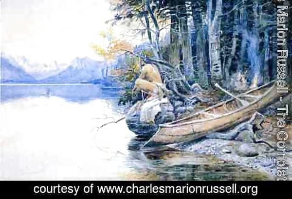 Charles Marion Russell - A Campsite by the Lake