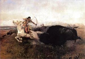 Charles Marion Russell - Indians Hunting Buffalo