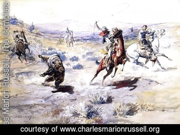 Charles Marion Russell - Roping a Grizzly