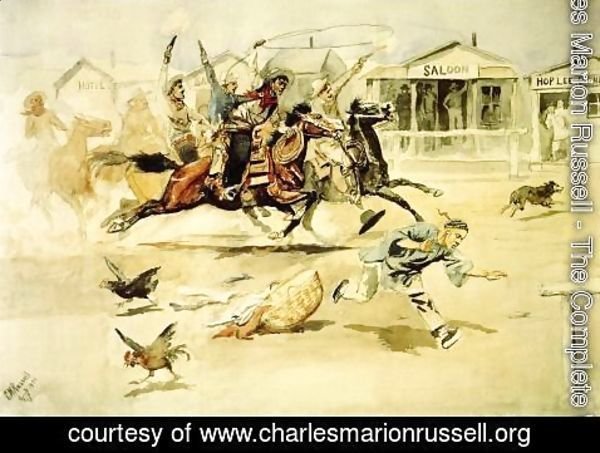 Charles Marion Russell - Whooping It Up (also known as A Quiet Day in Chinook)