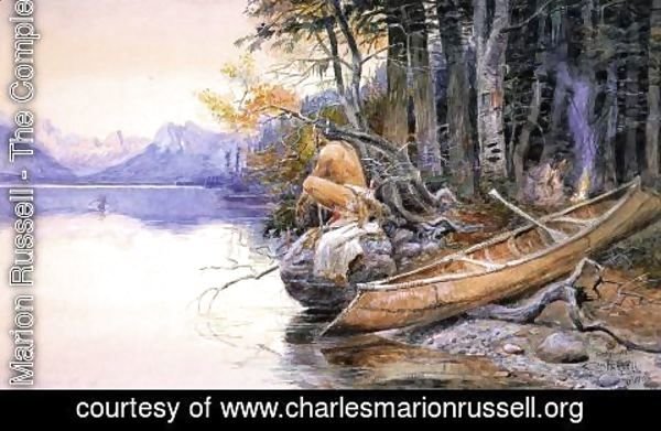 Charles Marion Russell - Indian Camp - Lake McDonald