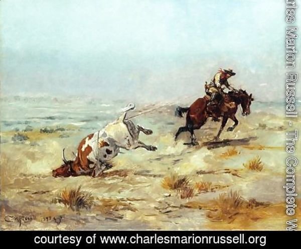 Charles Marion Russell - Lassoing a Steer