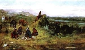 Charles Marion Russell - The Piegans Preparing to Steal Horses from the Crows