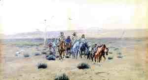 Charles Marion Russell - Trappers Crossing the Prarie