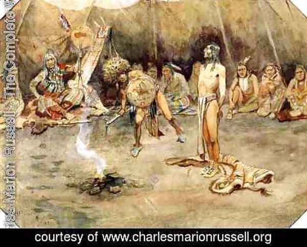 Charles Marion Russell - Sioux Torturing a Blackfoot Brave