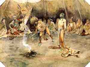 Charles Marion Russell - Sioux Torturing a Blackfoot Brave