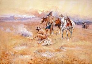 Charles Marion Russell - Blackfeet Burning Crow Buffalo Range