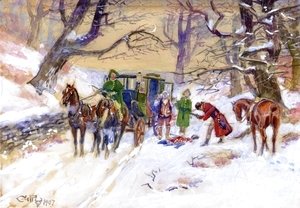 Charles Marion Russell - Holdup on the Boston Road